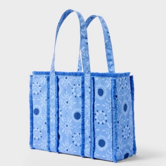 Roller Rabbit Light Blue Floral Ruffle Tote - Picture 4 of 5
